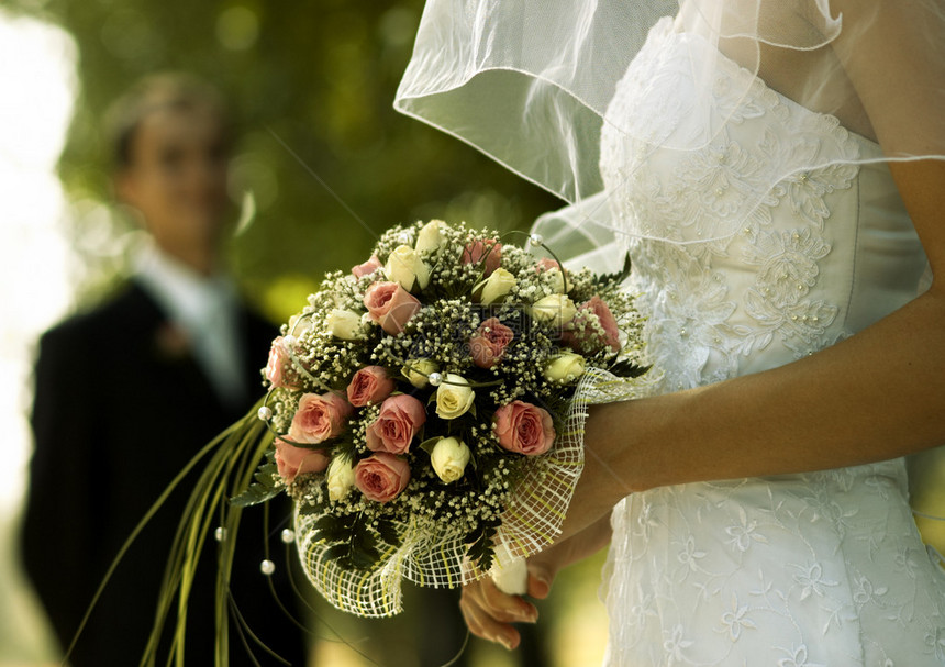 Bridal花束重点是花朵特图片