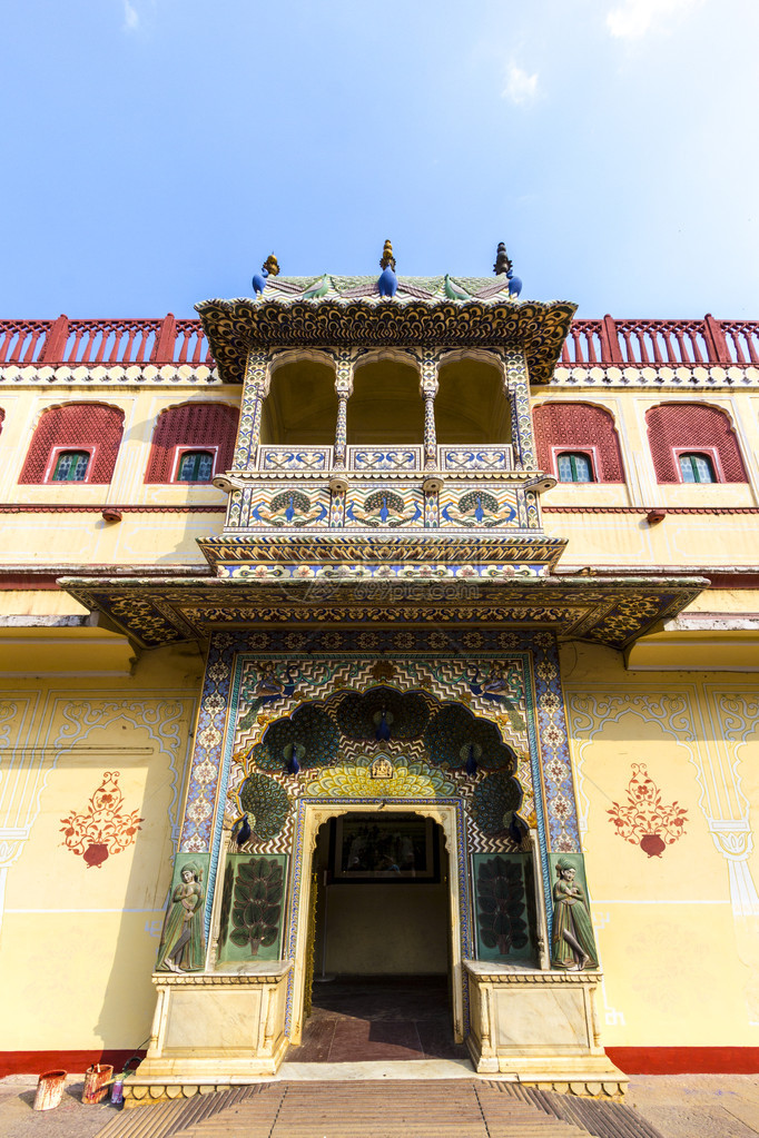 印度斋浦尔城市宫殿的钱德拉玛哈尔图片