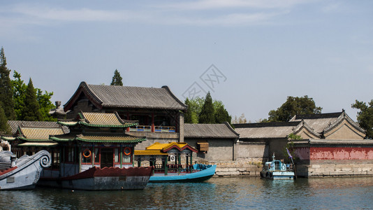 在北京夏季宫河边的图片