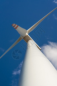 阳光明媚的日子里风力涡轮机的形象图片