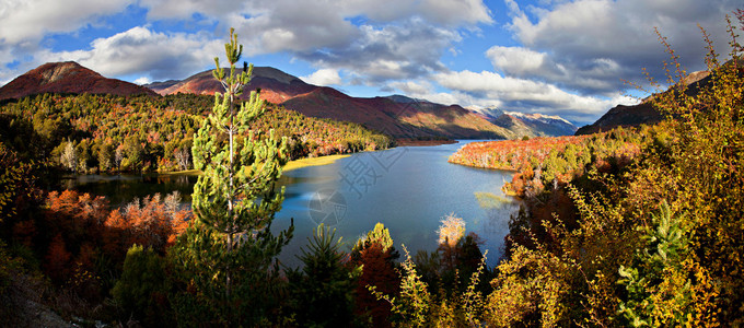 阿根廷山湖的秋天图片