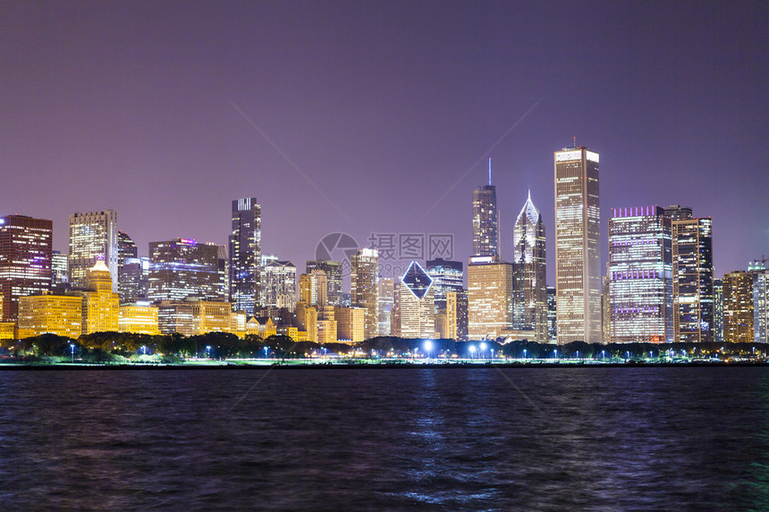 芝加哥天际线夜景图片