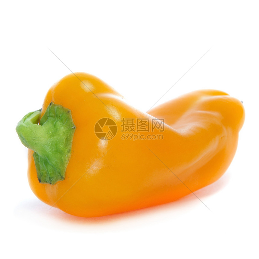 在白色背景的一个黄色甜椒图片