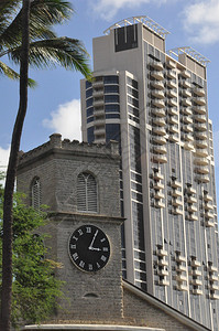 夏威夷的Kawaiahao教堂是火奴鲁最古老背景图片