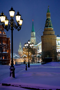 莫斯科雪冬季下雪之夜图片