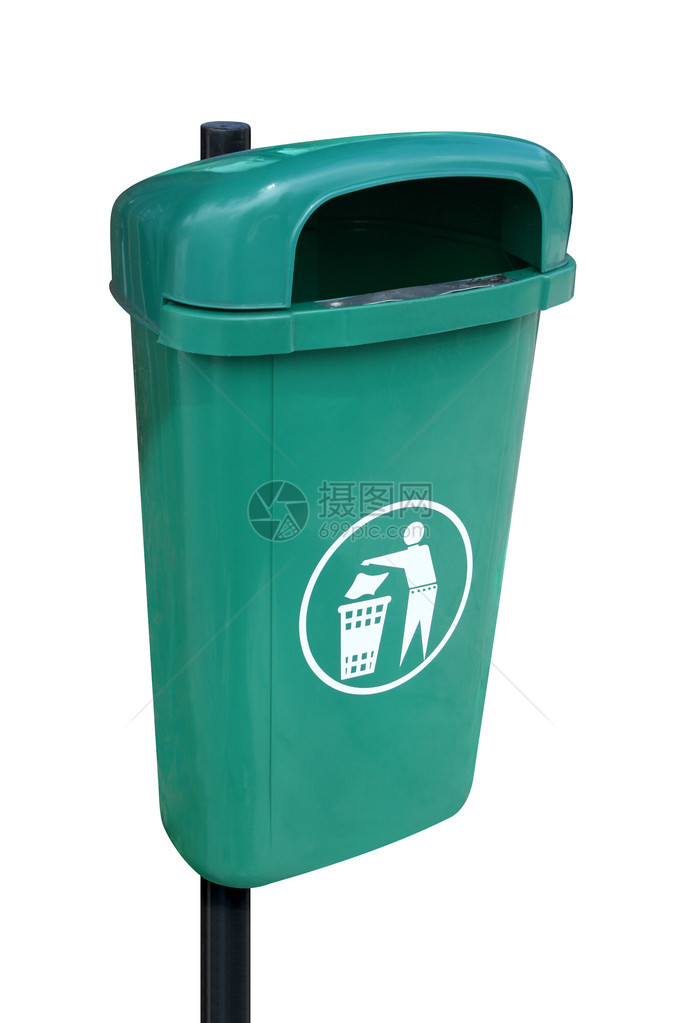 绿色垃圾桶照片图片