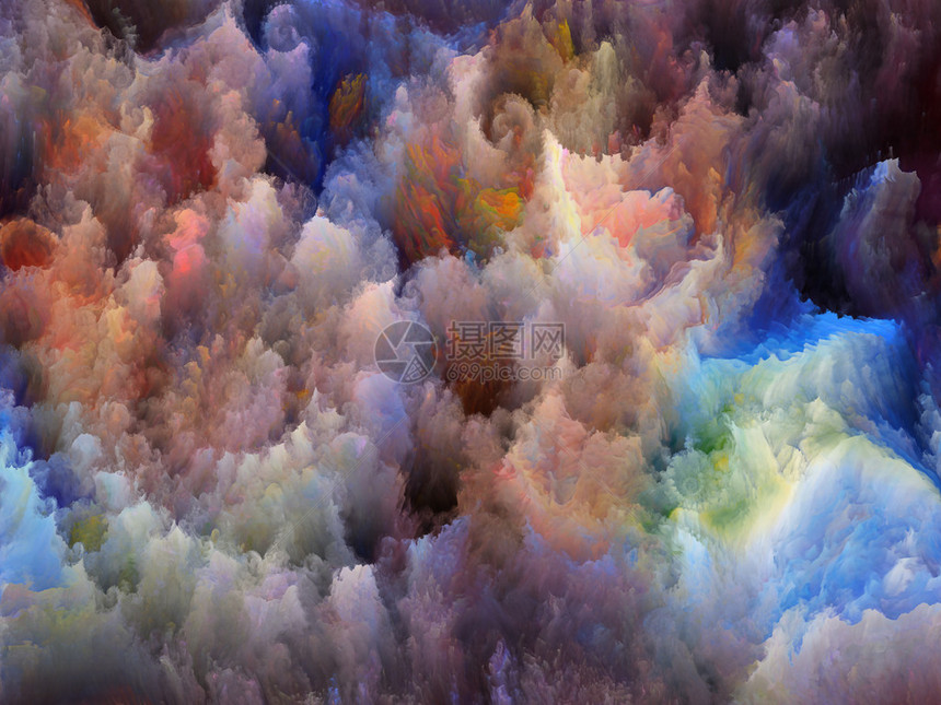 以幻想梦想创造力想象力和艺术为主题的由彩色分形湍流组图片