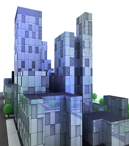 未来玻璃蓝色城市办公大楼用白插图片