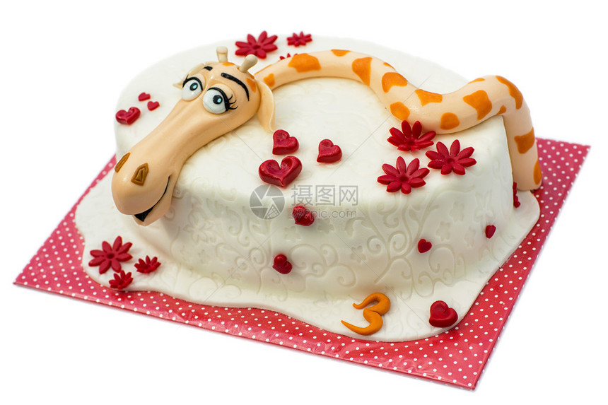 长颈鹿主题生日蛋糕图片