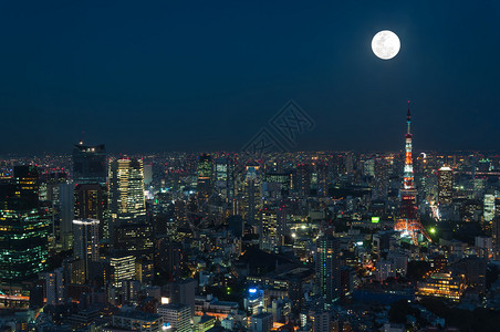 晚上东京的城市景色图片