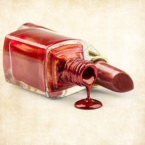 复古指甲油和口红背景图片