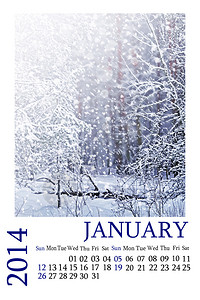 2014年日历2014年1月冬图片