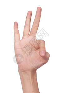 手语字母F白背景图片