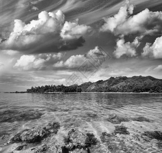 波利尼西亚岛和波里尼西亚海水晶清澈的图片