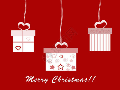 圣诞贺卡与红色礼品盒图片
