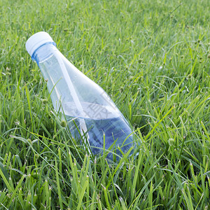 公园绿草上的水瓶图片