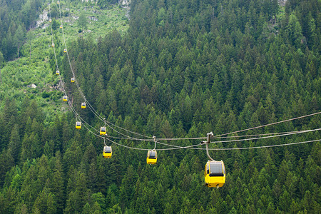 阿尔卑斯山索道森林背景图片