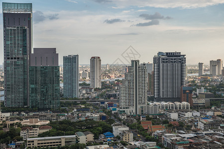 曼谷市景黄昏高楼商业区泰国曼谷图片