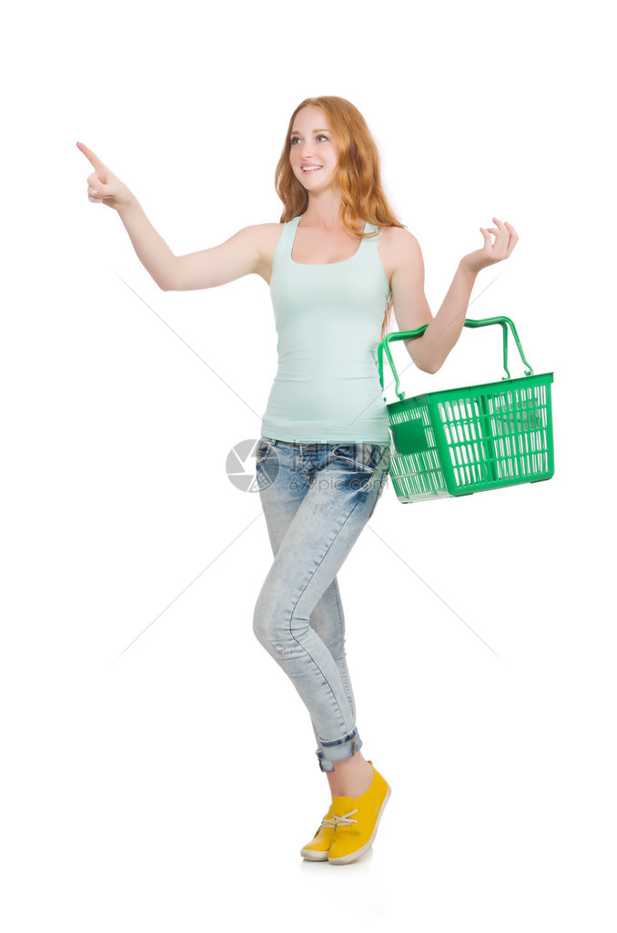 在超市购物后的女人孤图片