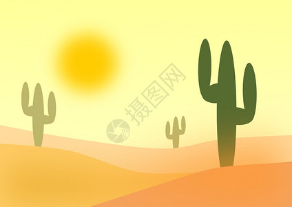日落在沙漠风景图片