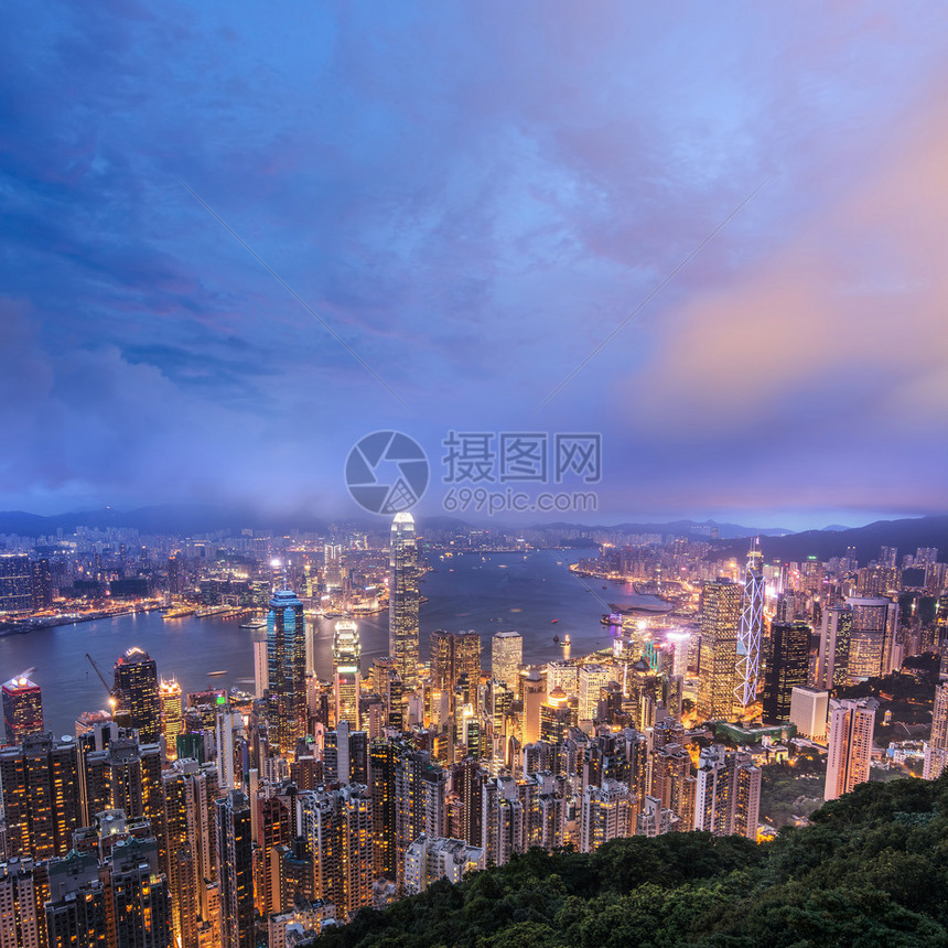 香港市之夜在香港建造天图片