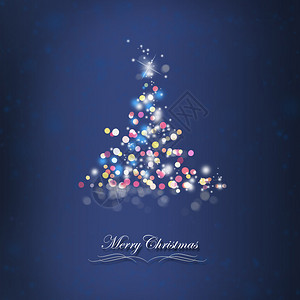 圣诞树卡冬季假日与星泡和火图片