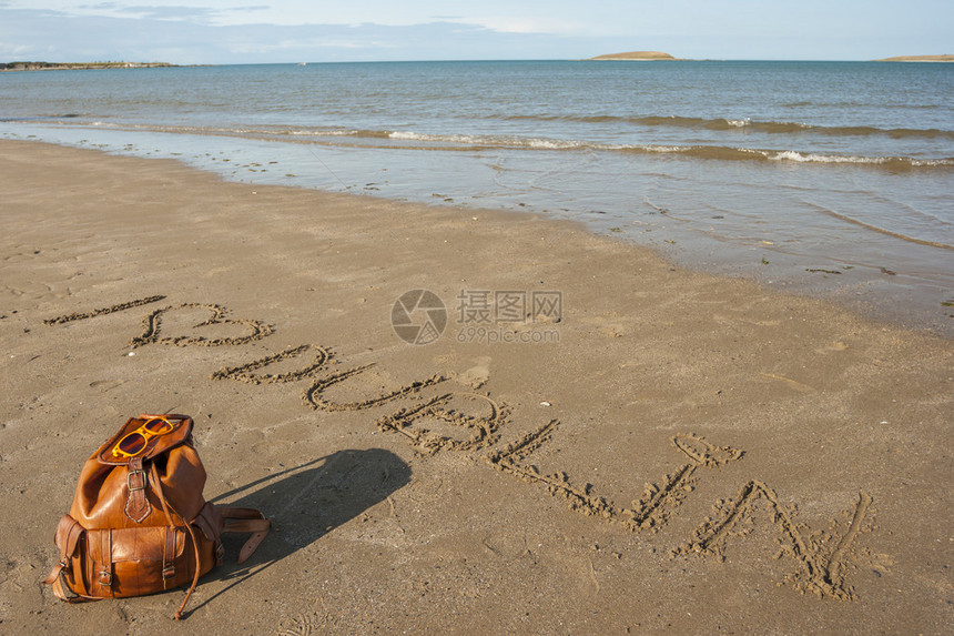 我爱都柏林写在沙子上背包上和图片