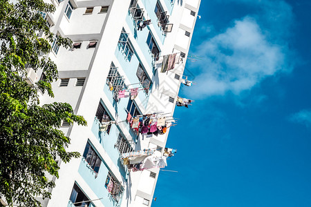 新加坡城市的城市晒衣线背景图片