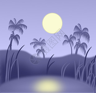 月光照在热带风景的月光下浅图片