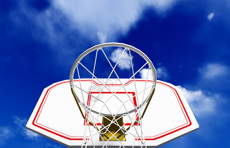 蓝的天空上孤立的篮球框图片