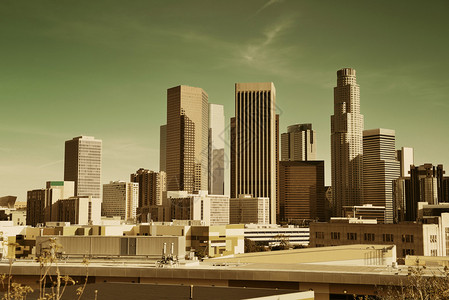 洛杉矶市中心与城背景图片