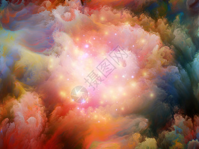 彩色分形云和图形元素的图形组合图片