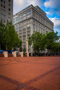 先锋法庭广场和俄勒冈州波特兰市图片