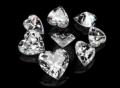 心形宝石珠宝石的集合背景图片