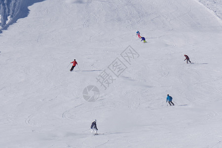 滑雪者和单板滑雪者在图片