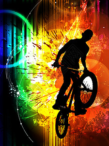 使用bmx脚踏车轮环形背图片
