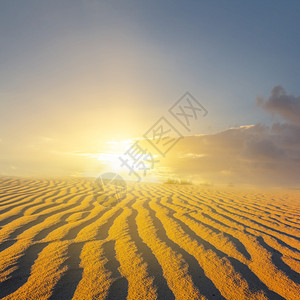 夕阳下的沙漠图片