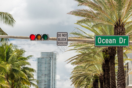 迈阿密南海滩著名街道海洋车图片