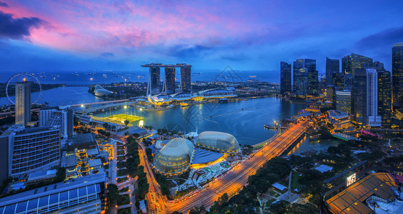 玛里娜湾沙和新加坡城的市风景图片
