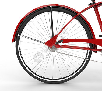 红色旧自行车后轮图片