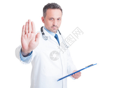 医生或医护人员停下来保持手势图片