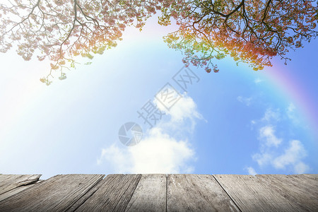 日本樱桃和蓝天彩虹图片