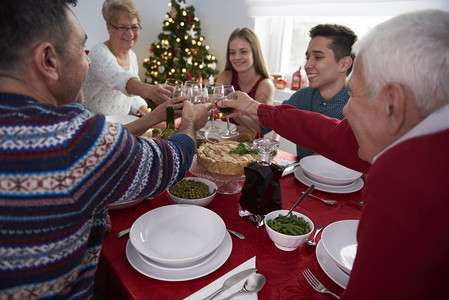 圣诞节快乐的家庭饮酒健康图片