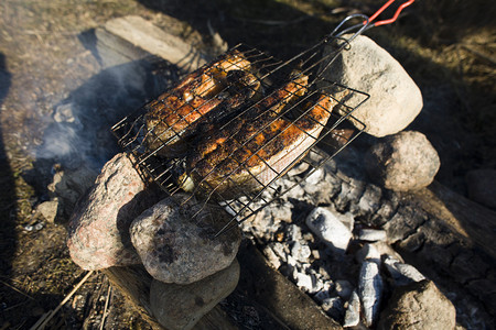 鱼肉在bbq烧烤时煮熟图片