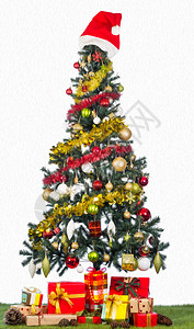 装饰圣诞树用油漆过滤器将图片