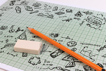 带复制空间的笔记本上的教育素描设计教育概念思维涂鸦图标集教育图标图片