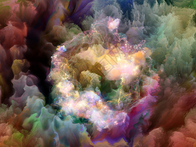 彩色分形云和图形元素的背景图片