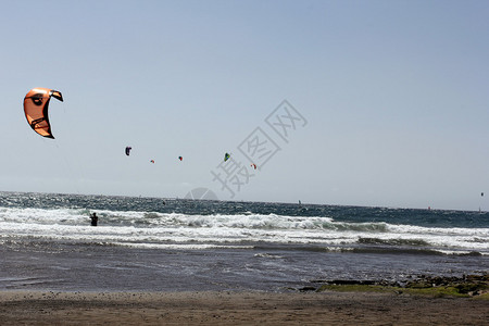 风筝冲浪埃尔梅达诺海滩特内里费岛加那利群岛图片