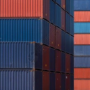 物流进出口工业船场货物集装箱彩色堆垛模式图片