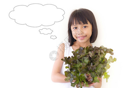 学生亚洲儿童正在思考蔬菜教育概念笑声教育图片